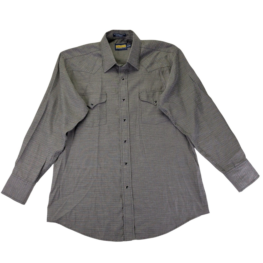 Panhandle Slim Mens Western Pearl Snap Shirt Gray Geometric Pattern 16.5-35‎ L